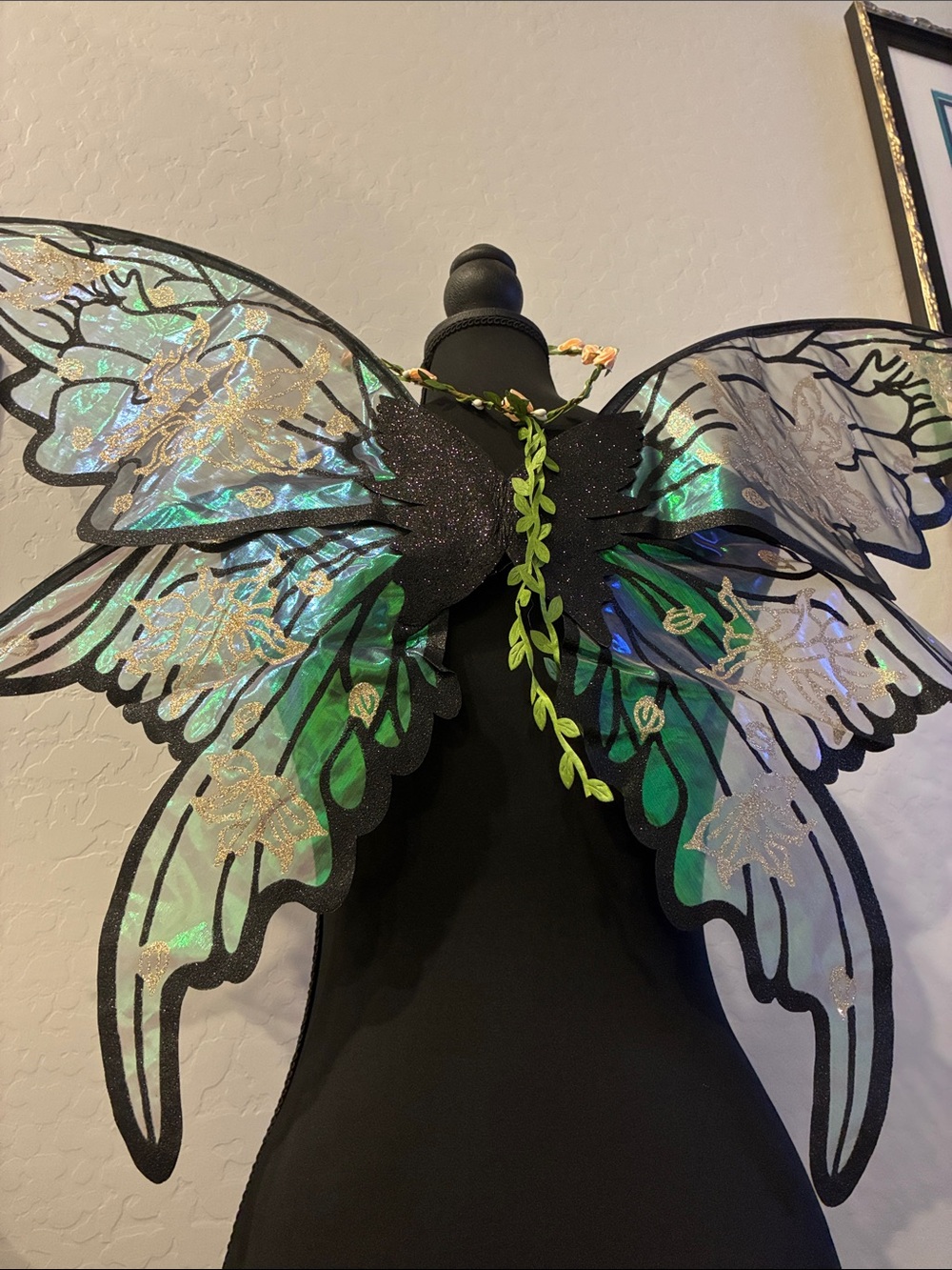 Large Black Glitter Fairy Wings